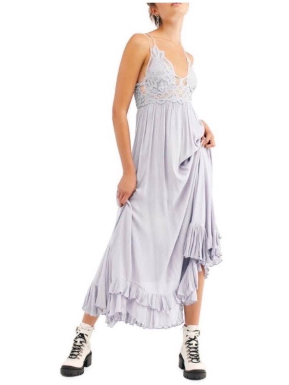 Free People Adella Maxi Slip Maxi Slip Dress in Purple Size XL Like New